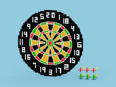 Voxel Dartboard Low-poly 3D model