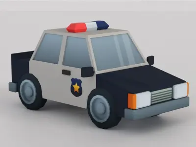 Cartoon Low Poly Car 05 - Police Car Low-poly 3D model