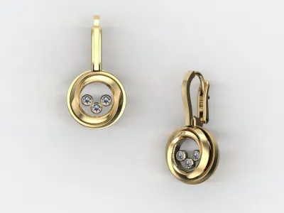 Diamond earrings 3D print model