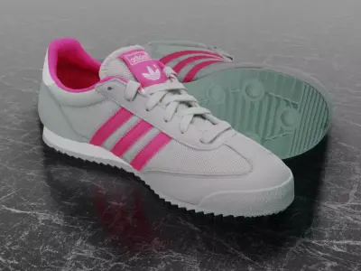 ADIDAS 3D SHOES - WHITE - PINK - DRAGON Low-poly 3D model