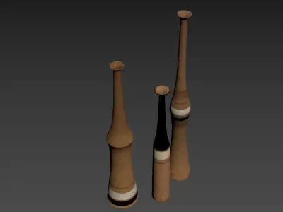 Bruno Gambone Set of 3 Bottles Ceramic Vases 3D model