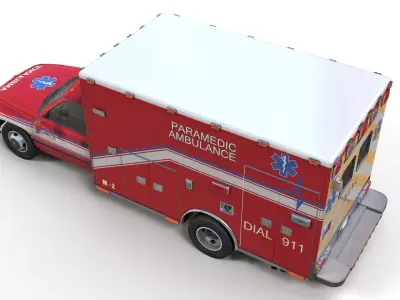Dodge Ram Paramedic 911 Ambulance  Low-poly 3D model