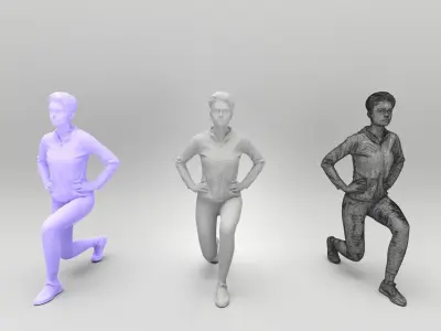 Young woman doing workout 432 Low-poly 3D model