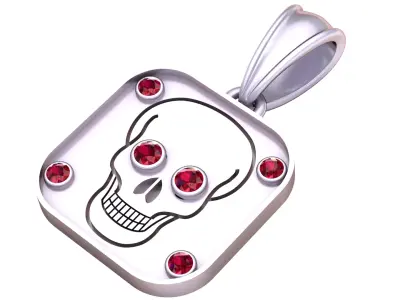 Golden Skull Ruby Pendant 3D print model