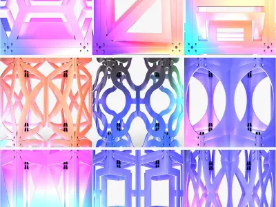 Stage Decor Collection 03 Modular Wall Column 9 Pieces