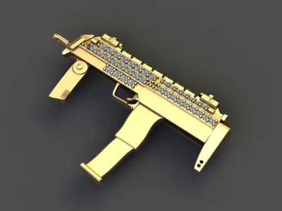 Gun Pendant Silver Gold Platinum Luxury Jewelry 3DM print model  3D print model