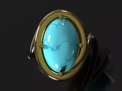 Turquoise Tourmaline Dynamic Solitaire Ring gr0173 3D print model