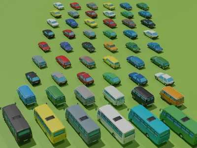 full Ukraine cars Low-poly 3D model