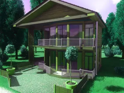 Wooden House no texture 3D model