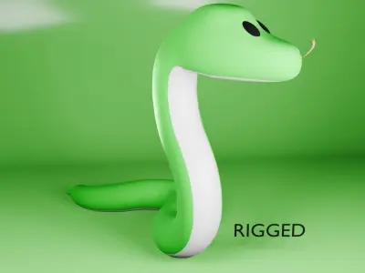 Green Snake 3D Model Low-poly 3D model