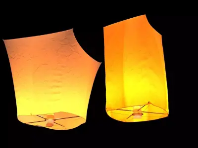Chinese sky lantern  Low-poly 3D model