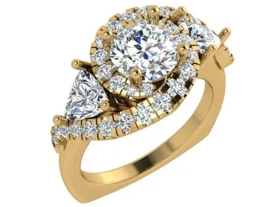 Round Diamond Euro Shank Ring 4495 3D print model