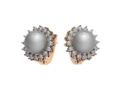 earrings with pearls and stones 37 3D print model