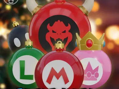 Super Mario Christmas Ornaments - 5 pack 3D print model