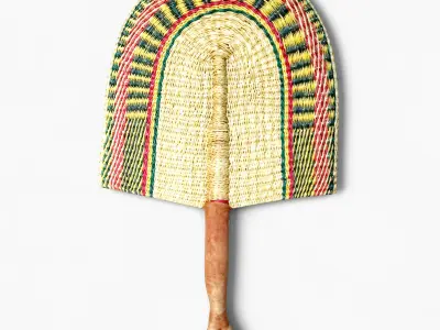 Vintage Natural Woven Straw Fan Wall Decor 3D model