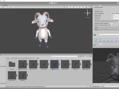 High-Quality 3D Cute Goat - Animated for Games Low-poly 3D model