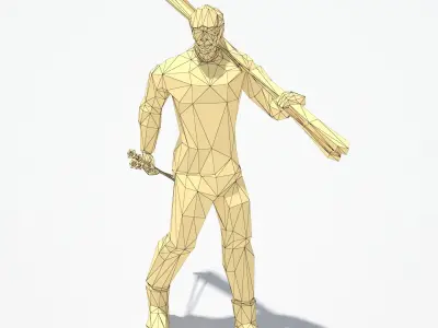 Ski Man Sport Pose Low-poly 3D model