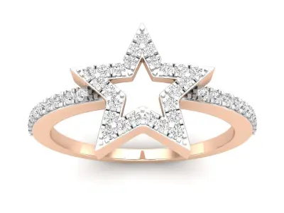 AV 697 Diamond Star Shaped Ladies Bridal Engagement Ring 3D print model