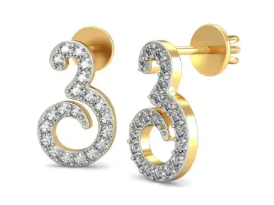 Solitaire Women Flower Drop Earring 3D print model buy