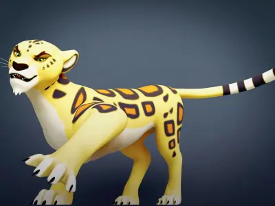 Cartoon Leopard Rigged - Makucha Low-poly 3D model