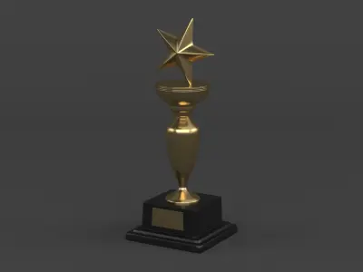 Gold Trophy Cups 3D model 17