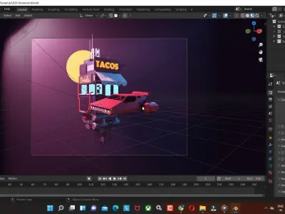  Cyberpunk Hover Car Game-Ready Low-poly 3D model Low-poly 3D model