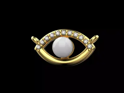 Eye pendant with pearl 3D print model