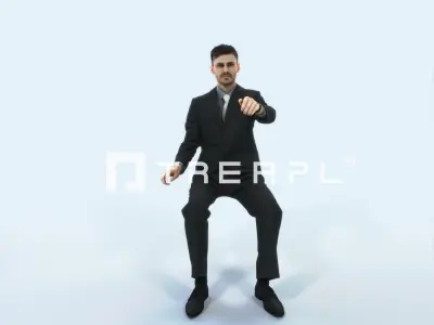 Posture 20B Driver Driving Sitting Elegant Business Man Low-poly 3D model