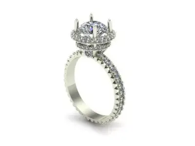 Engagement Ring With Round Diamonds 3D model