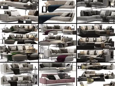Sofa Colection 01 - 10 Items 3D model