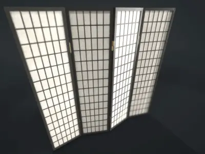 Room Divider Screens Set Low-poly 3D model