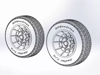 Set of wheels American Racing VN47 Vector for scale model 3D print model