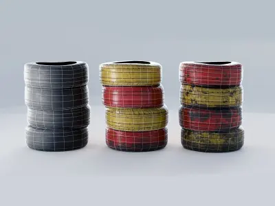 Tires Stack Racing Low-poly 3D model
