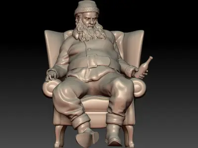Santa Claus Tired Drinking 3D print model