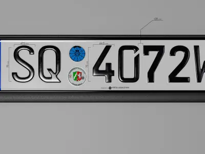 Customizable German License Plate v3 3D model