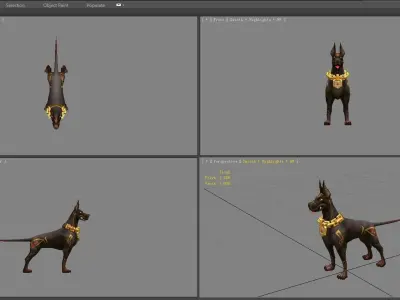 Cartoon black doberman - hound dog Low-poly 3D model