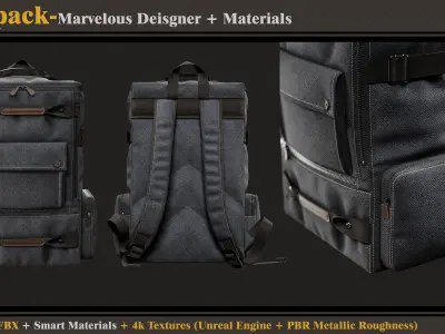 Backpack-MD-Clo3d-3 Smart Material-Textures-OBJ-FBX 3D model