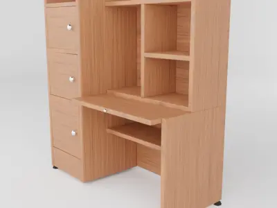 modern wooden study table design Low-poly 3D model