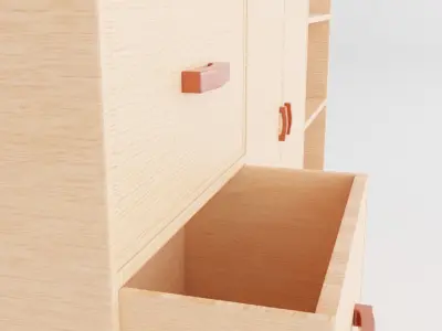 wooden tv stand design modern 3D model