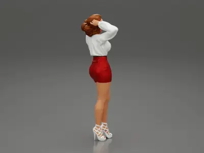 blonde woman posing wearing skirt and sexy fashionable shirt 3D print model