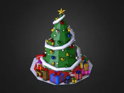 Christmas Tree Low-poly 3D model 6