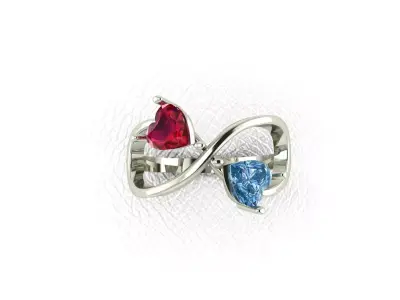 two hearts ring 3D print model