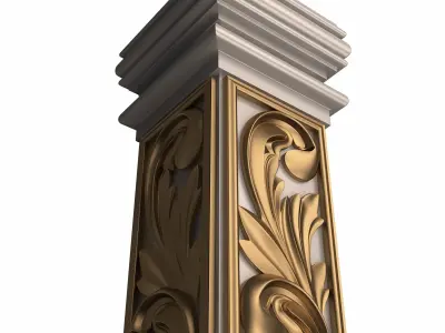 Stair Baluster 03 White Low-poly 3D model