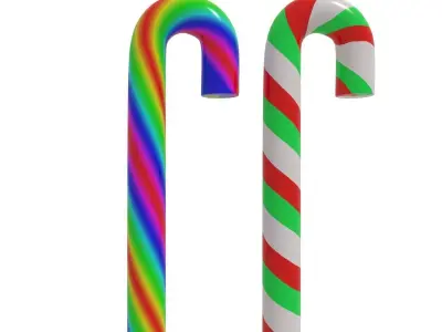 Candy Cane Low-poly 3D model