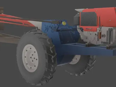 Low-poly local thailand tractor model Low-poly 3D model