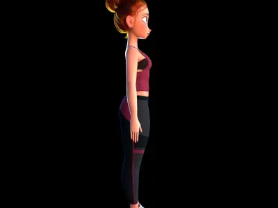 cartoon sport girl 3D model