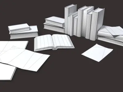 Old Books Set Low-poly 3D model