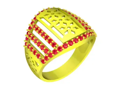 Luxury Multi Row Gemstone Signet Ring for Men 6118 3D print model