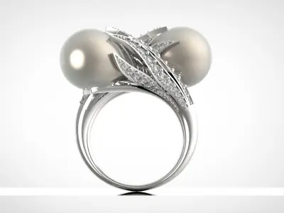 luxury woman pearl ring pr0001 3D print model