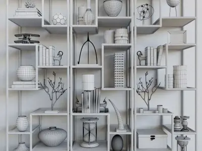 Set - 33 bookcases for living room 3D model